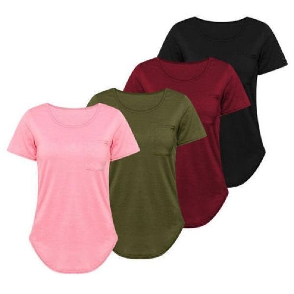 Plain T-shirts in pink, olive, maroon and black